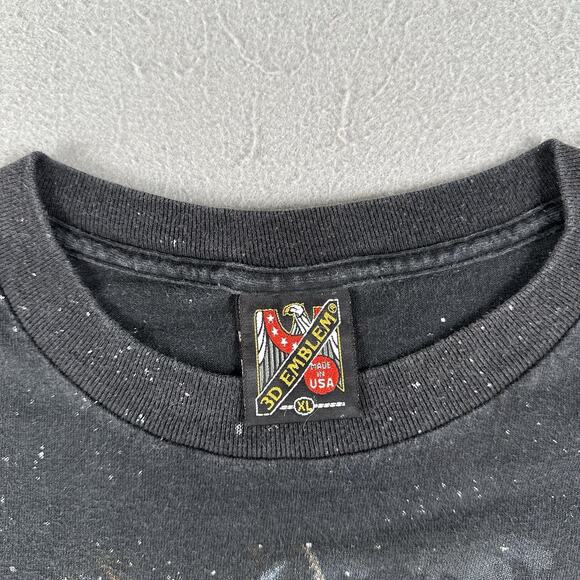 Vtg‎ 90s 3D Emblem Wolf T-Shirt Men’s XL Black AOP Short Sleeve Winter Galaxy - Picture 6 of 16